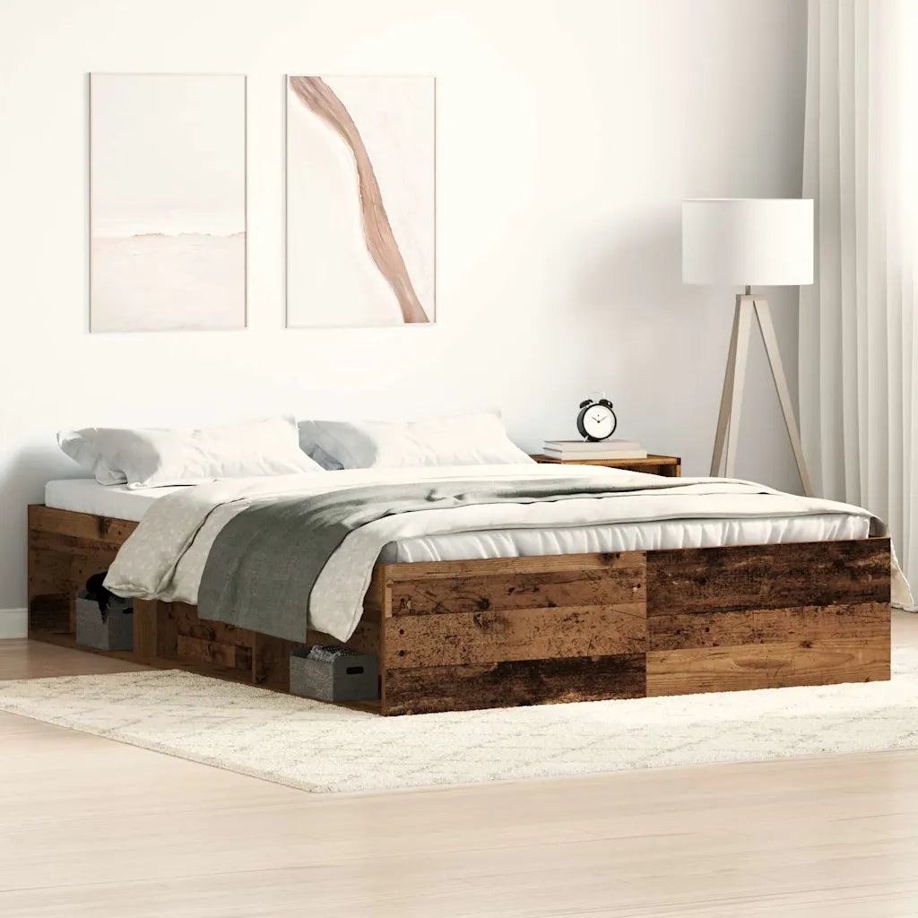 vidaXL Giroletto senza Materasso Legno Antico 135x190cm in Truciolato