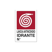 Cartello lancia antincendio idrante n° - cm 20X30