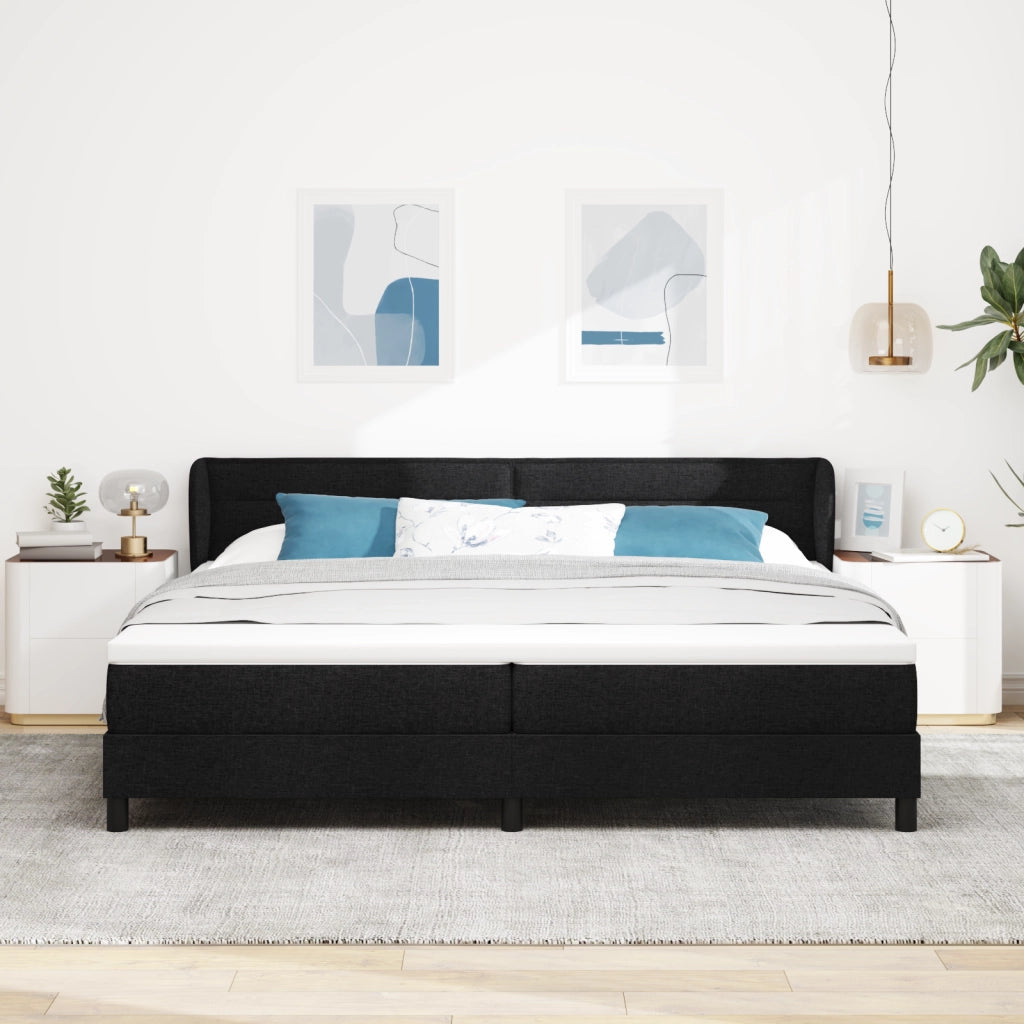 Box Spring Letto con Materasso Nero 200x200 cm Tessuto