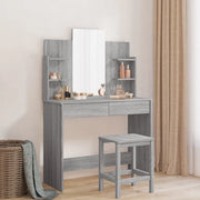 Toeletta con Specchio-Tavolo da Vanit¨¤ Grigio Sonoma 96x39x142 cm