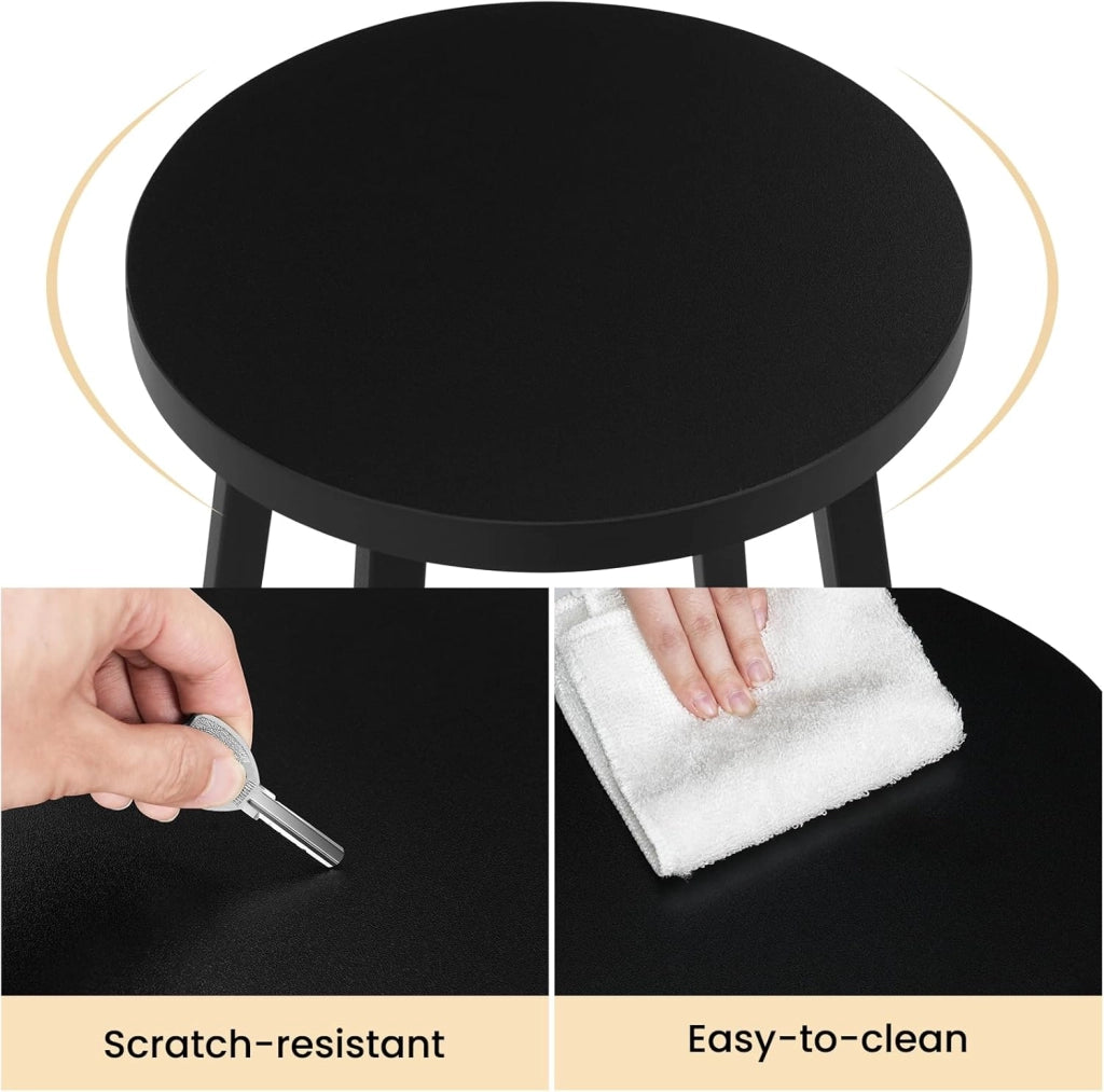 Sgabello da Bar Set di 2, Sgabello da Cucina con Poggiapiedi, Sgabello Alto in Stile Moderno/Industriale per Bar, Caffè, Isola della Cucina, Nero, K0007BH-2