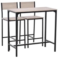 Tavolo da Bar con 2 Sedie, Set da 3 Pezzi in MDF naturale, 89x45x87 cm, Nero