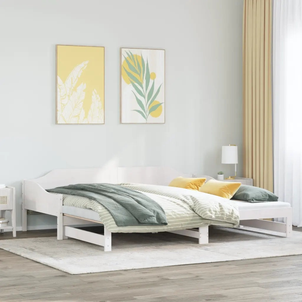 Divano Letto con Letto Estraibile Bianco 90x190cm Massello Pino