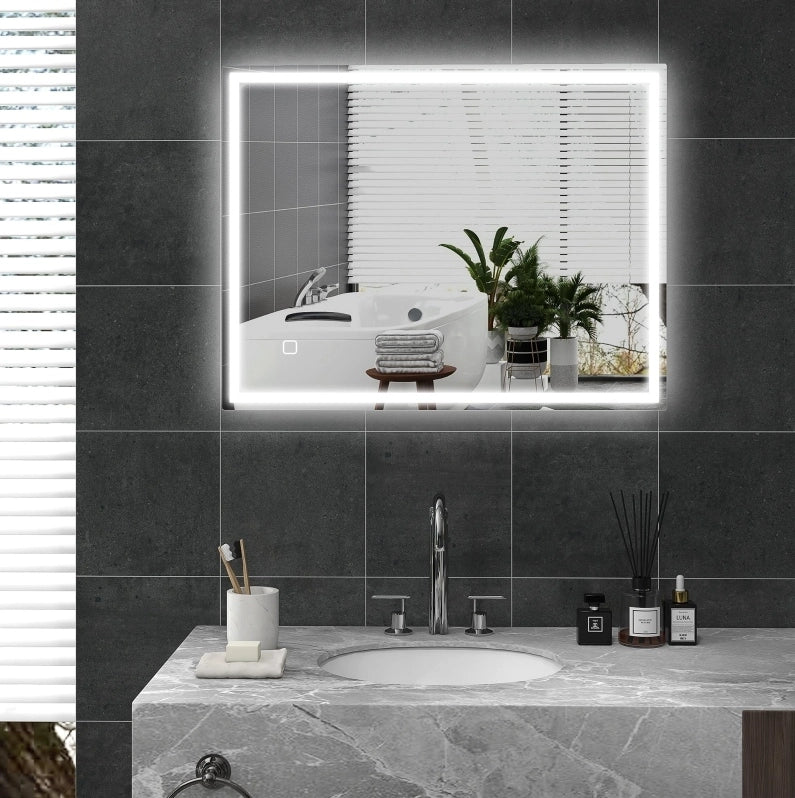 Specchio bagno LED 90x70 cm con antiappannamento e memoria