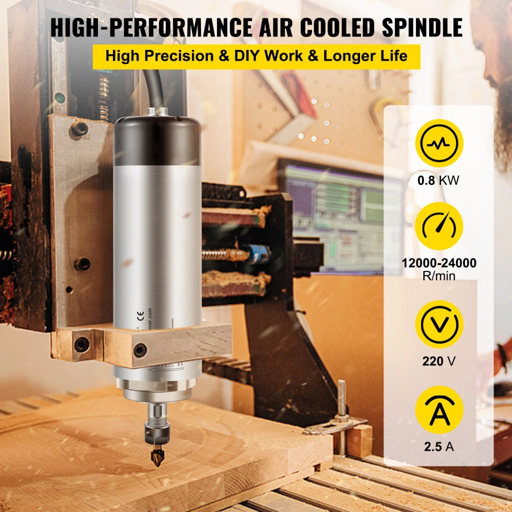 Motore mandrino raffreddato ad aria 0,8 KW 220V 24000 RPM ER11 diametro 65 mm per fresatrice CNC officina fai da te