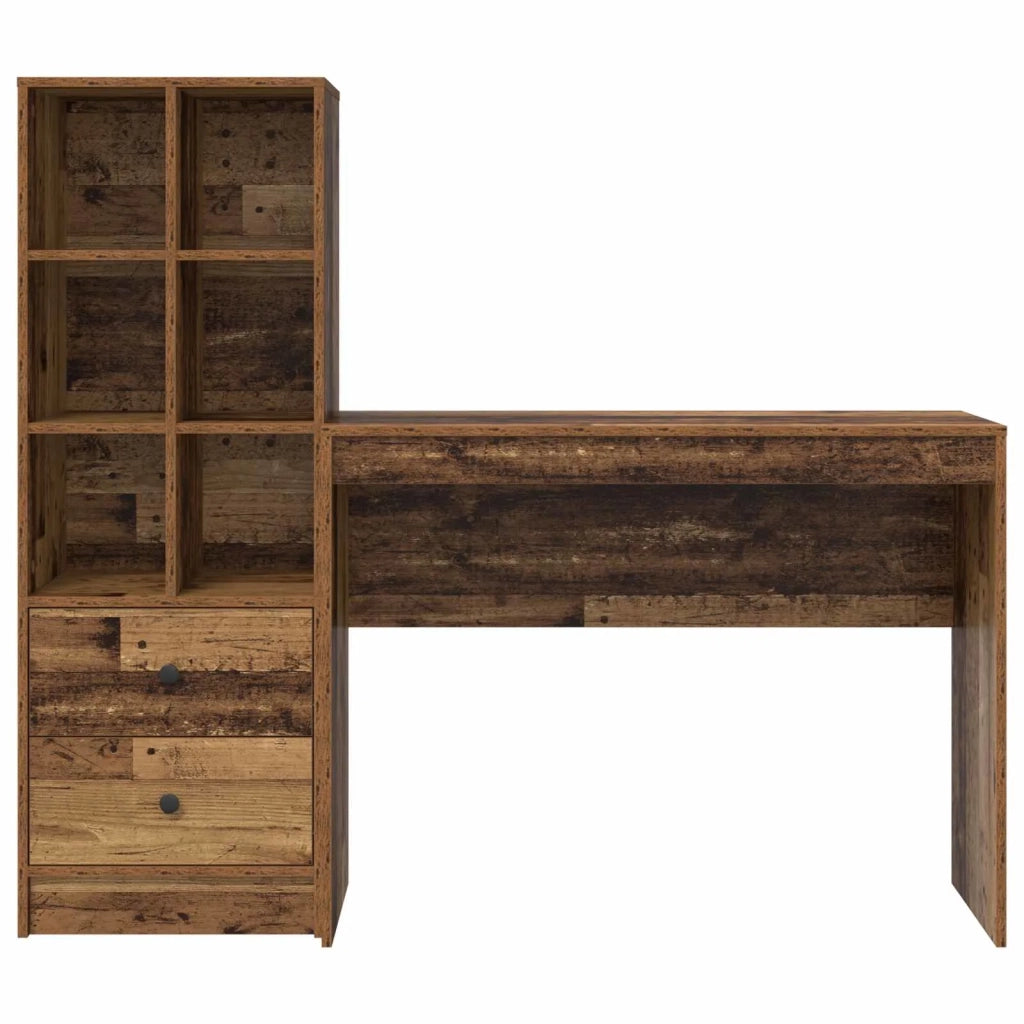 Scrivania con cassetto con lo scaffale 2 pcs Legno vecchio 3337335