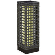 Lampada solare in rattan, impermeabile, con sensore di luce, automatica, ideale per giardino e balcone, colore grigio acciaio.