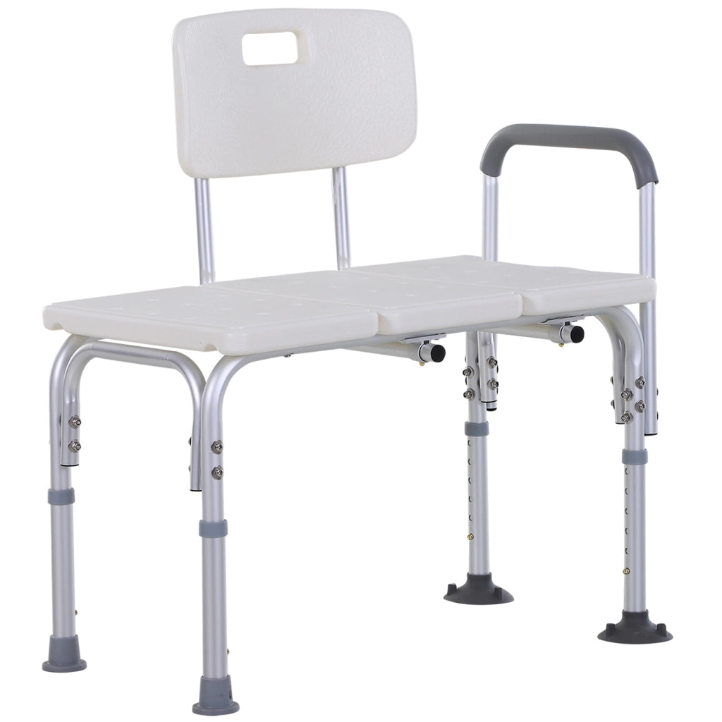 Sedia da Doccia con Altezza Regolabile su 6 Livelli. Piedini e Bracciolo Antiscivolo. Ampia Seduta (68.5x40.5cm)