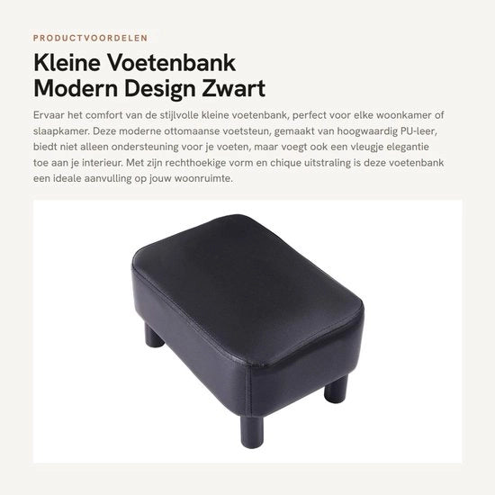 Sedile per piedi piccoli - Design moderno - Nero PU-cuoio - Sostegno per piedi in stile ottomano - Ideale per soggiorno e camera da letto