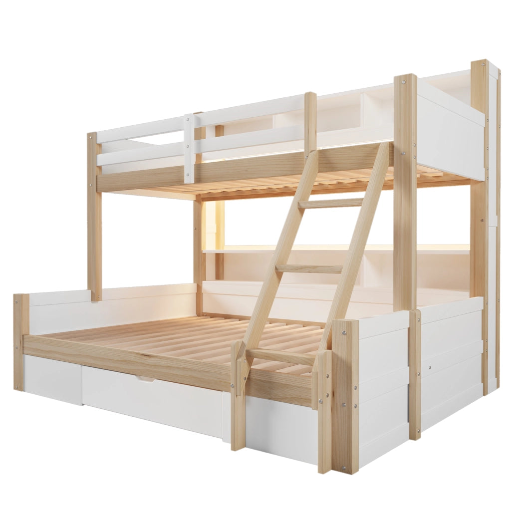 LETTO A CASTELLO 90x200 cm+140x200 cm in pino bianco/naturale