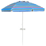 Ombrellone da spiaggia basculante da 2,2 m con portabicchieri e protezione solare design moderno poliestere blu 20_0020683