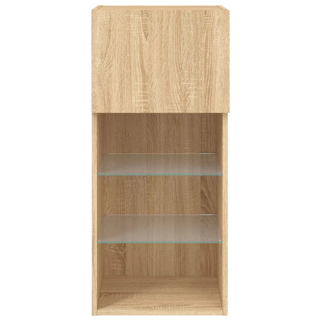 Mobile TV multimediale scaffale TV credenza mobile TV per sala da pranzo soggiorno camera da letto con luci LED 2 pezzi rovere Sonoma 40,5 x 30 x 90 cm marrone 02_0028876