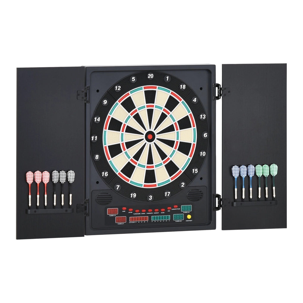 Bersaglio Freccette Elettronico 51x6,5x57 cm con 12 Freccette e 6 Display Nero