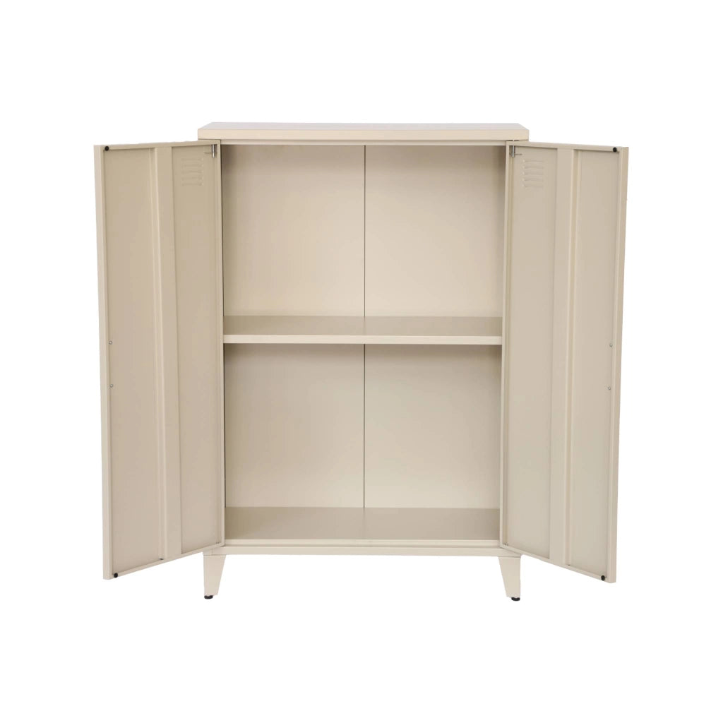 Set di 2 armadietti in metallo, 2 ante, beige