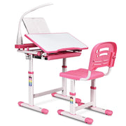 Scrivania e sedia regolabili con lampada a LED 66 x 49,5 x 54-76 cm seduta ergonomica moderna in MDF rosa 20_0012004
