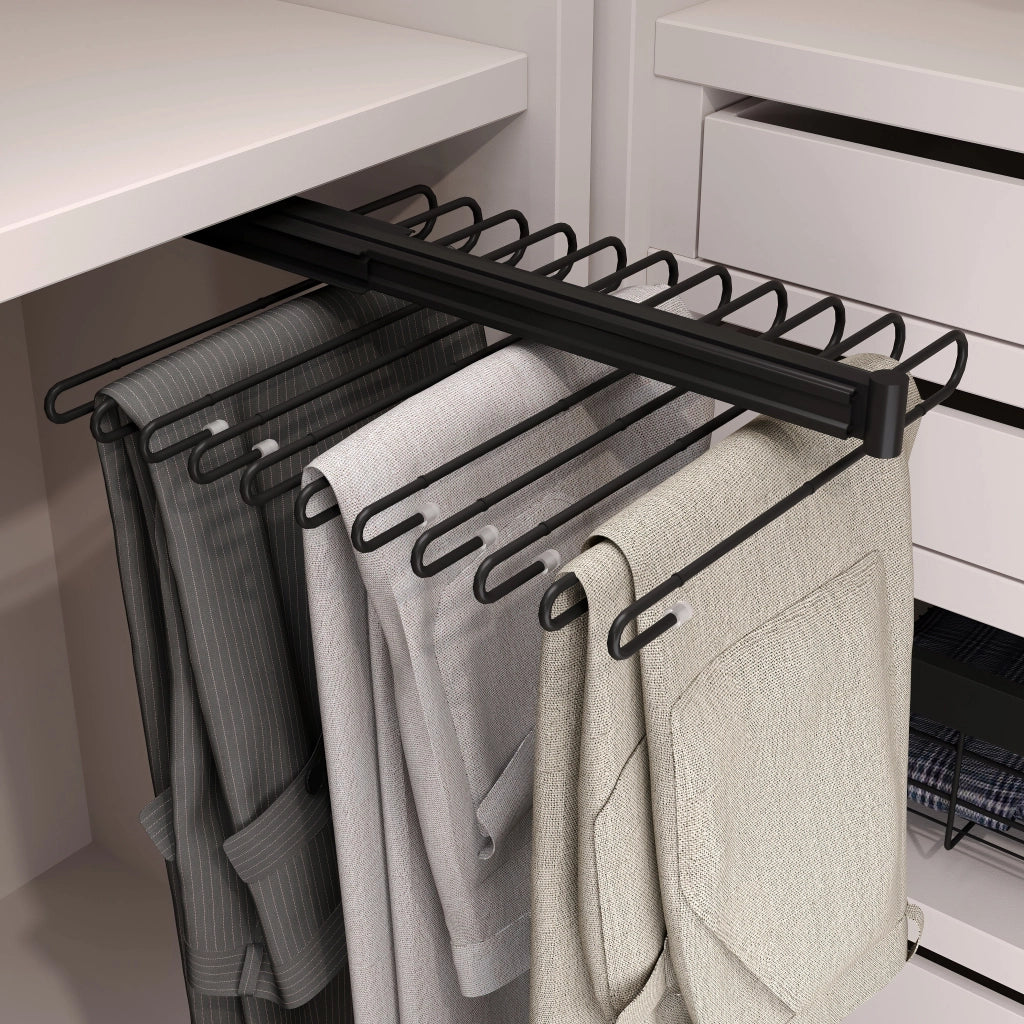 Porta Pantaloni Estraibile per Armadio in Acciaio Emuca Nero