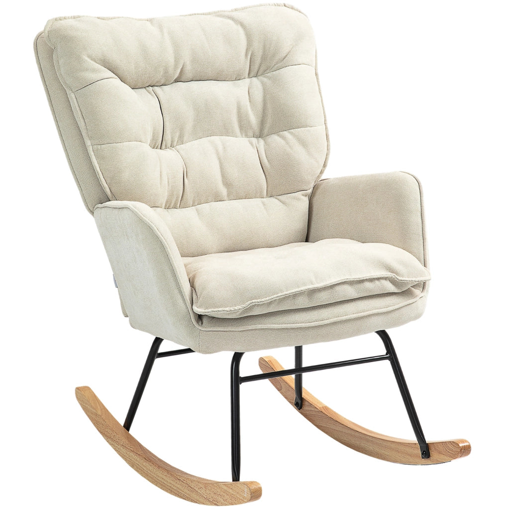 Poltrona a dondolo 71x98.5x97 cm con seduta ampia e schienale ergonomico; poliestere beige