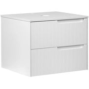Mobiletto da bagno a parete con frontale scanalato 2 cassetti bianco 60 x 52 cm stile elegante moderno
