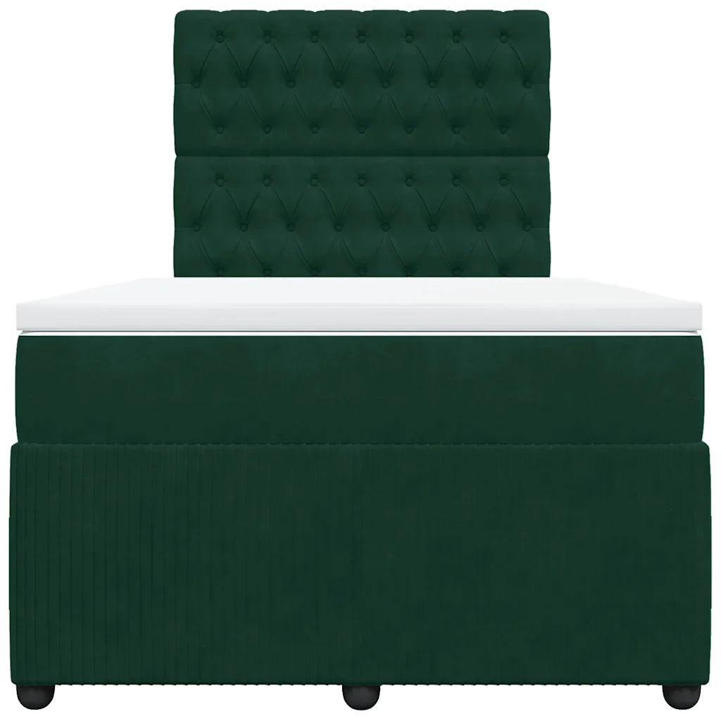 Giroletto a Molle con Materasso Verde Scuro 120x200 cm Velluto