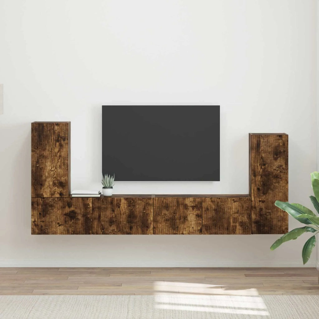 Set mobile TV 4 pcs Rovere fumé Legno multistrato
