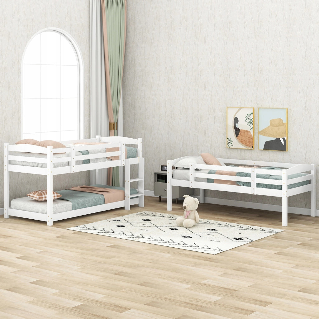 Letto a castello in legno 90x200 - Xylo - Bianco