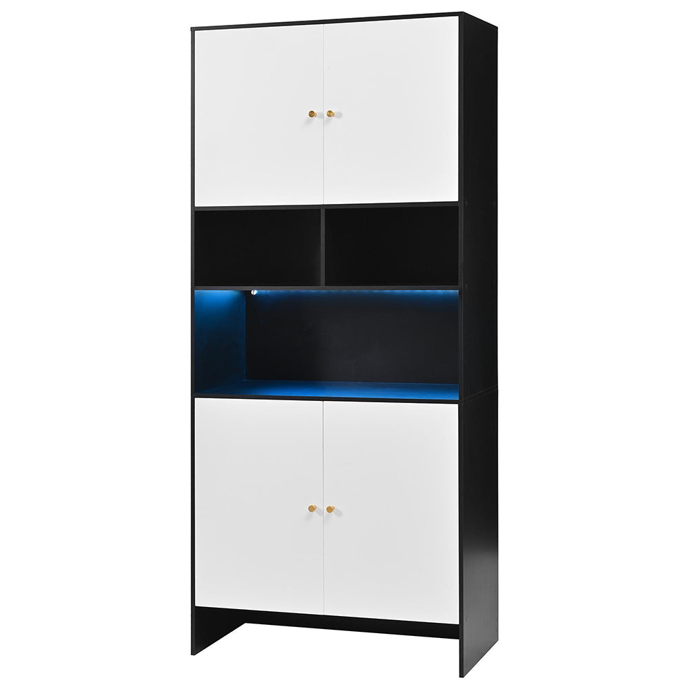 Armadio multifunzionale - Xylo - 80x40x185cm - Bicolore nero e bianco - 4 porte 3 scomparti