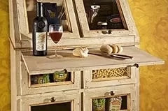 Dispensa shabby 2 ribalte, 2 porte e 4 cassetti legno decorata 82x44x153 (1447) - Mobili 2G