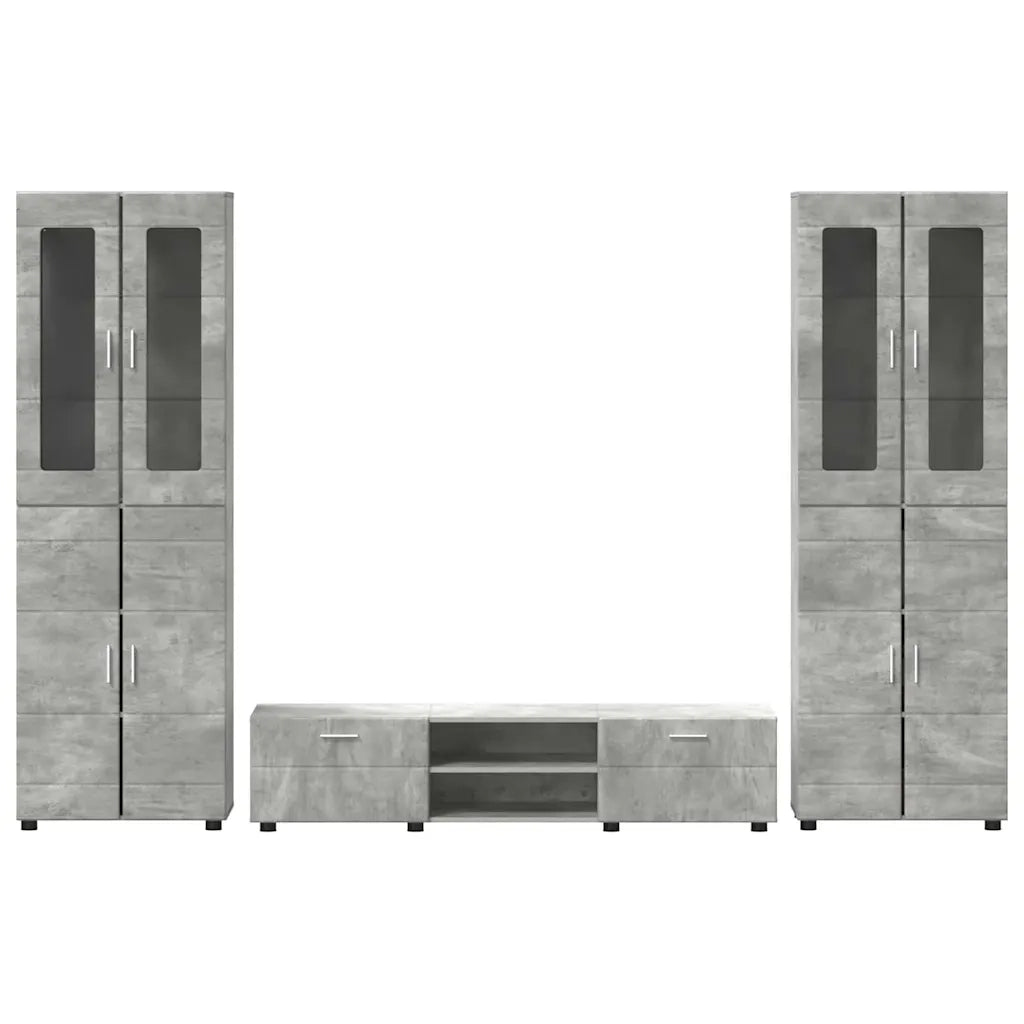 Set mobile TV FLORIN 3 pcs Grigio cemento Legno multistrato 3397997
