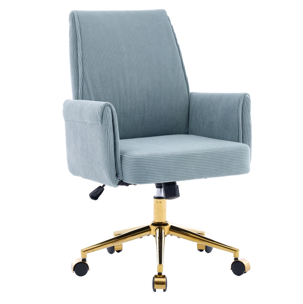 Sedia da ufficio ergonomica blu in velluto a coste