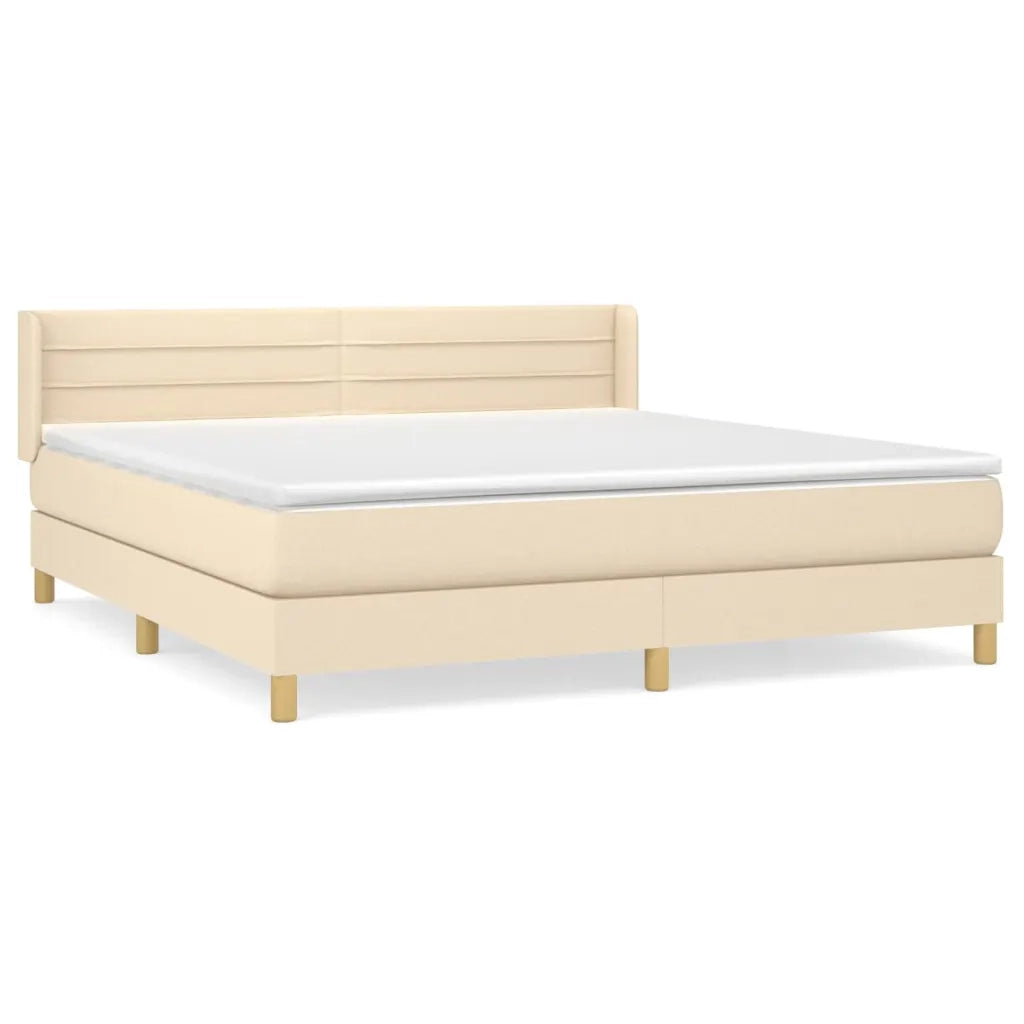 Giroletto a Molle con Materasso Crema 160x200 cm in Tessuto