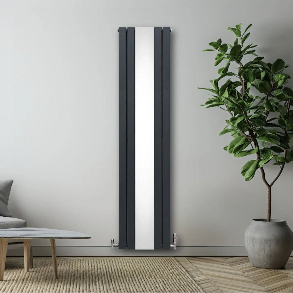 Radiatore a Specchio a Doppia Colonna Verticale Grigio Antracite 1800mm x 425mm