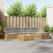 Set di divani da esterno 6 pz Bianco e Grigio Chiaro Poliestere 3390366