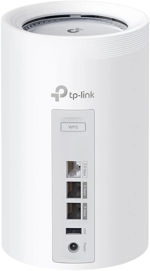 TP-Link WiFi 7 Deco BE65 Pro Router Mesh WiFi, BE 9300Mbps Tri-Band, Canali 320 MHz,2 Porte 5Gbps,Porta 2,5 Gbps, Alexa, HomeShield, MLO, Funziona con Qualsiasi ISP e Modem, 4 Antenne Interne, 1 Pezzo