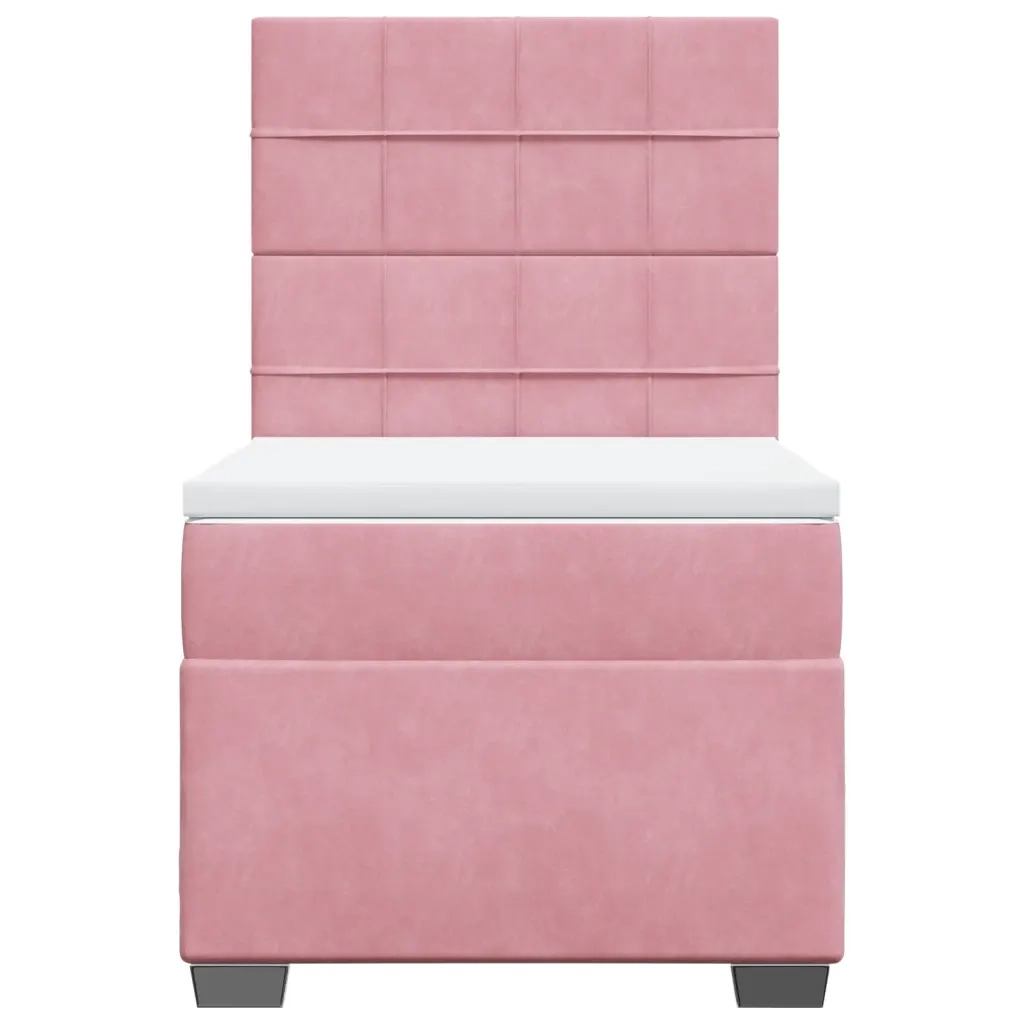 Giroletto a Molle con Materasso Rosa 80x200 cm in Velluto 3290767