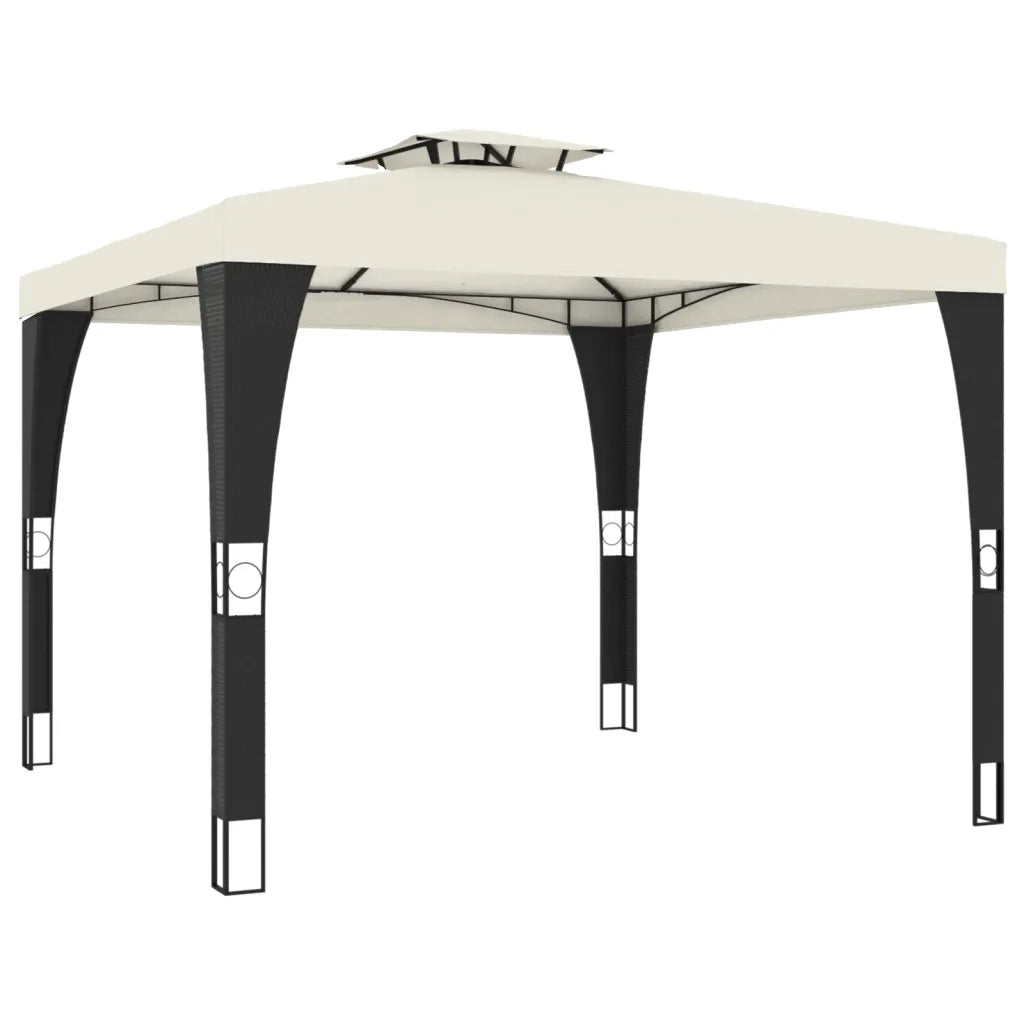Gazebo | Pergolato con Tetto Doppio Crema 2,98x2,98 m in Acciaio