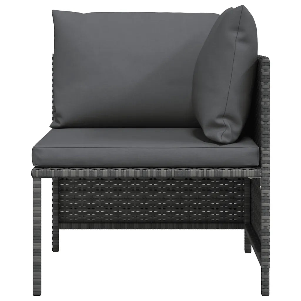 Divano ad Angolo Modulare con Cuscini in Polyrattan Grigio 313493