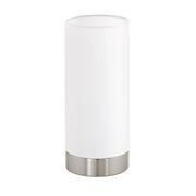 Lampada Da Tavolo Moderna Pasteri Acciaio Nichel Satinato Bianco 1 Luce E27 Ip20
