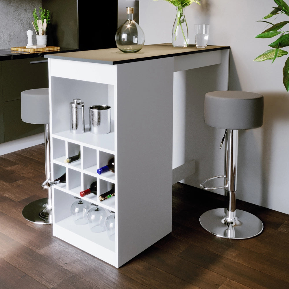 Vicco Tavolo bar con sgabelli Bianco/antracite 115 x 50 cm con 2 sgabelli da bar