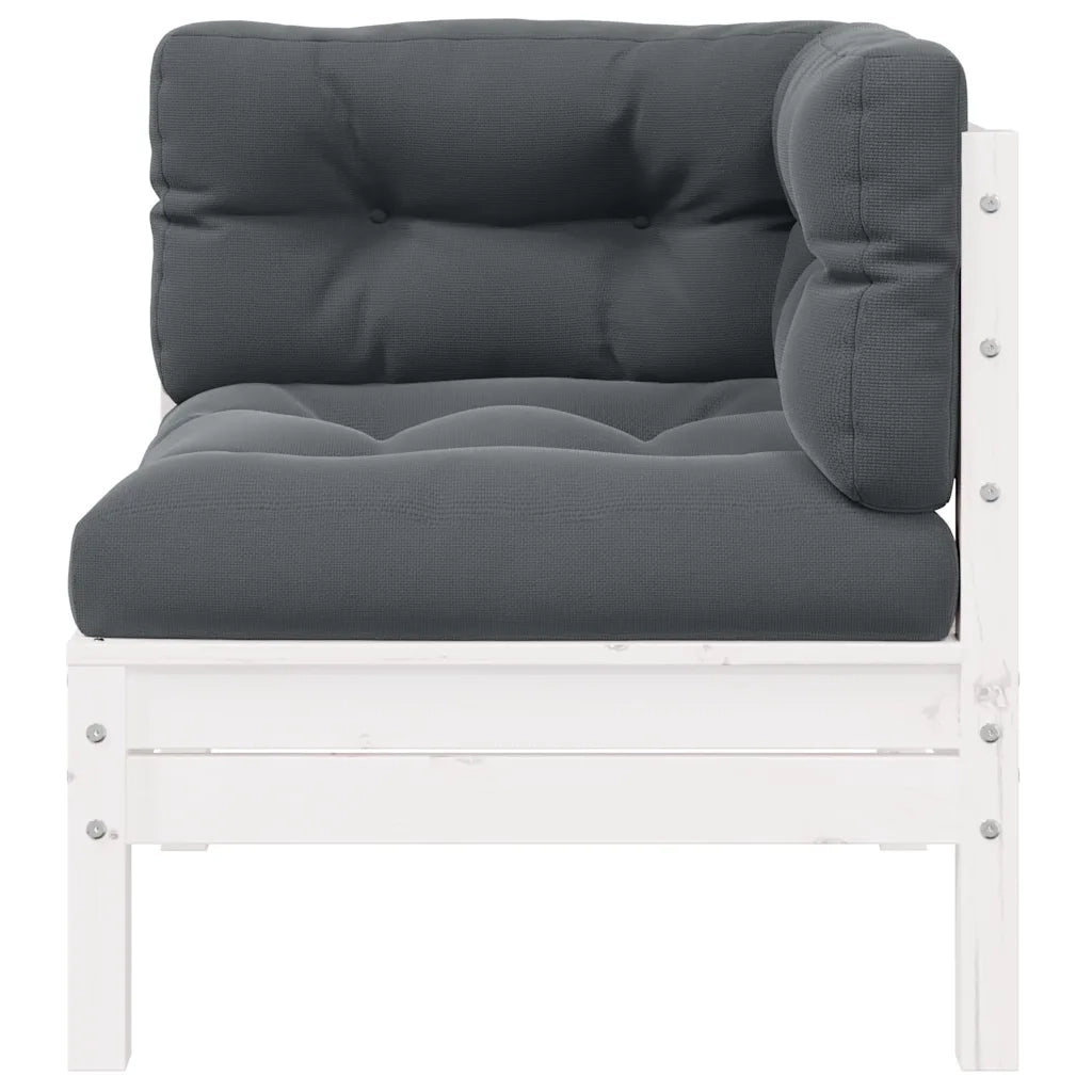 Set Divani da Giardino 3 pz con Cuscini Bianco in Massello Pino cod mxl 75696