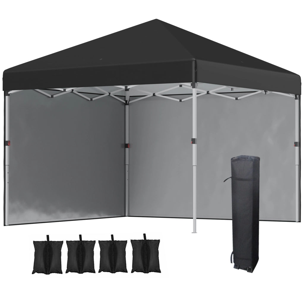 Gazebo 2.97 x 2.97 m con protezione UV e pareti laterali tenda con sacco di sabbia tenda a scomparsa per patio in acciaio nero
