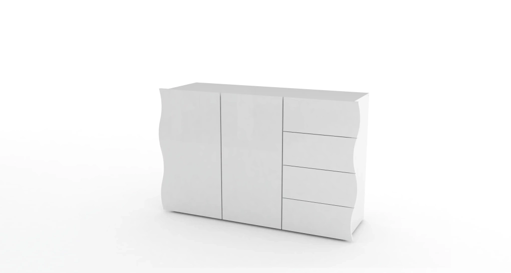 Mobile ONDA L 120 x H 81 x P 40 cm bianco lucido