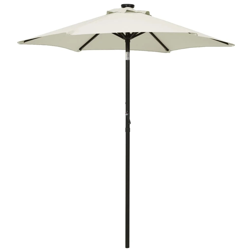 Ombrellone con luci LED 200 x 211 cm alluminio beige 02_0008093
