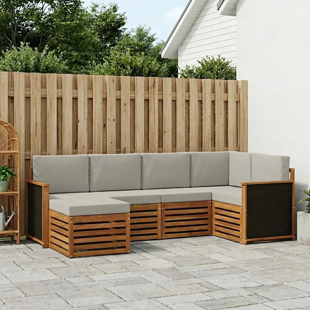 Set divano sezionale con cuscino 5 pcs Naturale e Grigio Chiaro