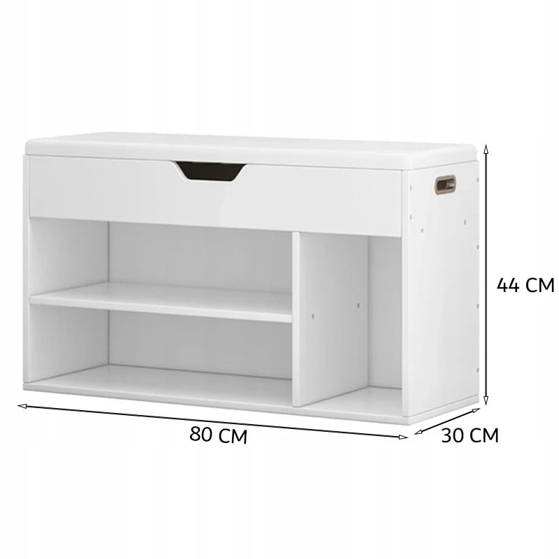 Scarpiera da 80x30x44 cm, finitura bianca, ideale per l'ingresso.