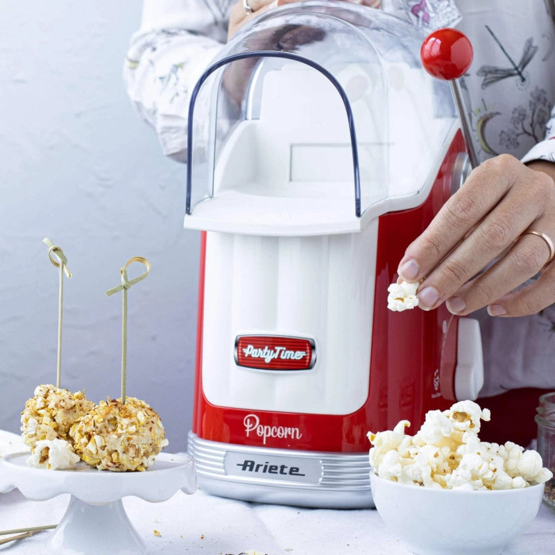 Macchina per Popcorn con Leva - 1100W - 600g Capacità - Cottura Senza Grassi - Rosso