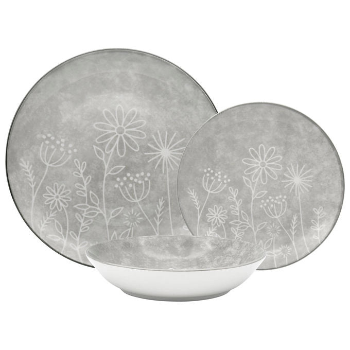 Borella 25043 Clelia Servizio Piatti 18 Pezzi Porcellana colore Grigio
