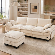 DIVANO Modulare 3 posti con pouf 260x132x84 cm Corduroy Beige