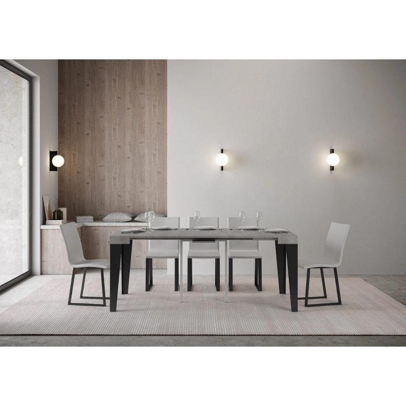 Consolle allungabile 90x40/196 cm Flame telaio Antracite - Cemento