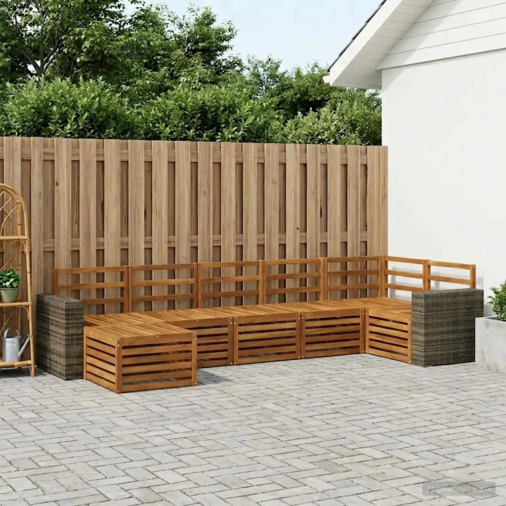 Set divano sezionale 7 pcs Naturale Legno di Acacia Massello