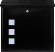 Cassa Pecchi Postale in Acciaio Zinato da Murale con Chiusura e Copertura Removibile - Nero - 37x36x11cm